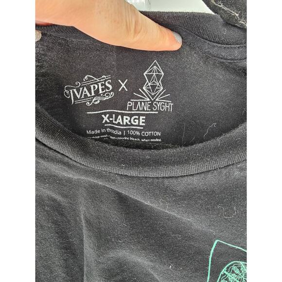 Jvapes x Plane Syght Men's Black Short Sleeve Crew Neck Printed Top Size XL - Picture 3 of 5